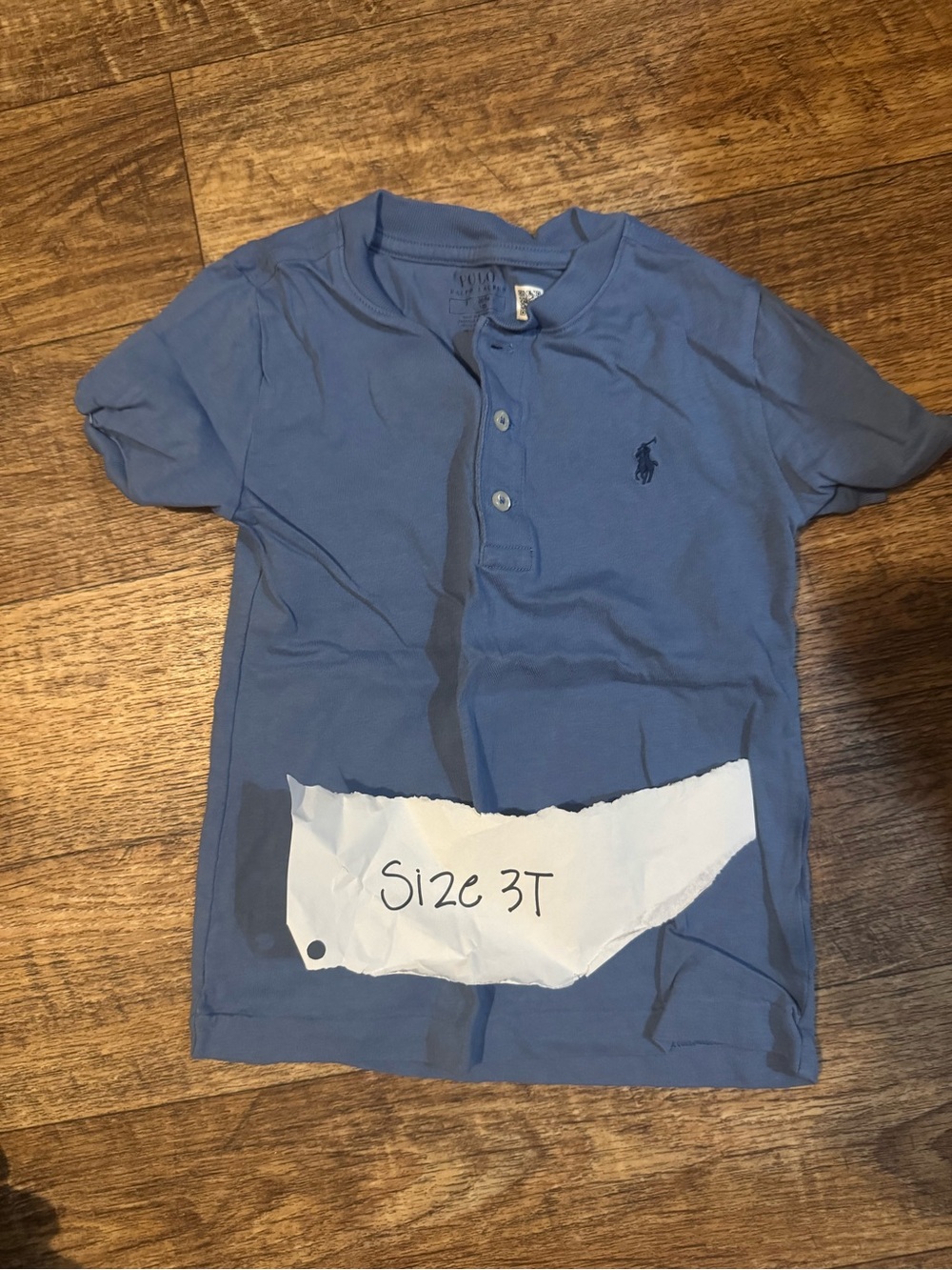 Ralph Lauren Toddler Henley Shirt in Blue with Embroidered Pony